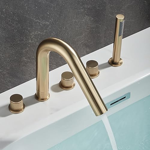 Robinet de baignoire à 5 trous gris pistolet avec mitigeur de douche complet - 8
