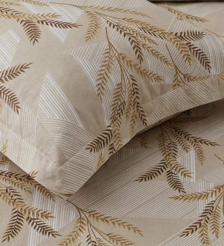 Image of Mafatlal 186 TC Metro Cotton Single Bedsheet | 90 x 60 Inch|Soft, Breathable & Lightweight | with Matching Pillow Cover| Cream Gold