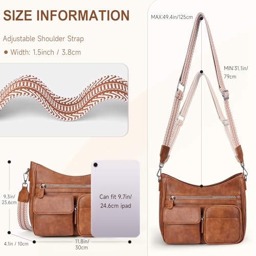 Image of Crossbody Bags for Women Trendy Vegan Leather Crossbody Purse Shoulder Handbags Multiple Pockets Hobo Bag Ladies