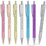 Geyee 7 Pcs Funny Glitter Nurse Pens Nurse Week Appreciation Gifts Nursing Retractable Black Ink Pens for Doctor Medical Assistants Office Supplies