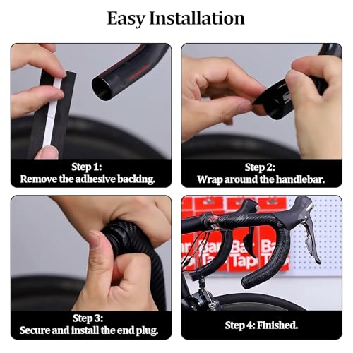 Bolsdoic Bike Handlebar Tape, EVA and PU Leather Bar Tape, Thick Soft and Non-Slip Comfortable Bike Grip Tapes, High Stain Resistance Bicycle Handlebars Tapes with Adhesives and 2 Black Plug (Black)