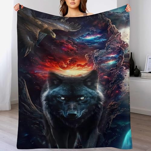 Couverture de canapé Loup couvre-lit flannel plaid 130x150
