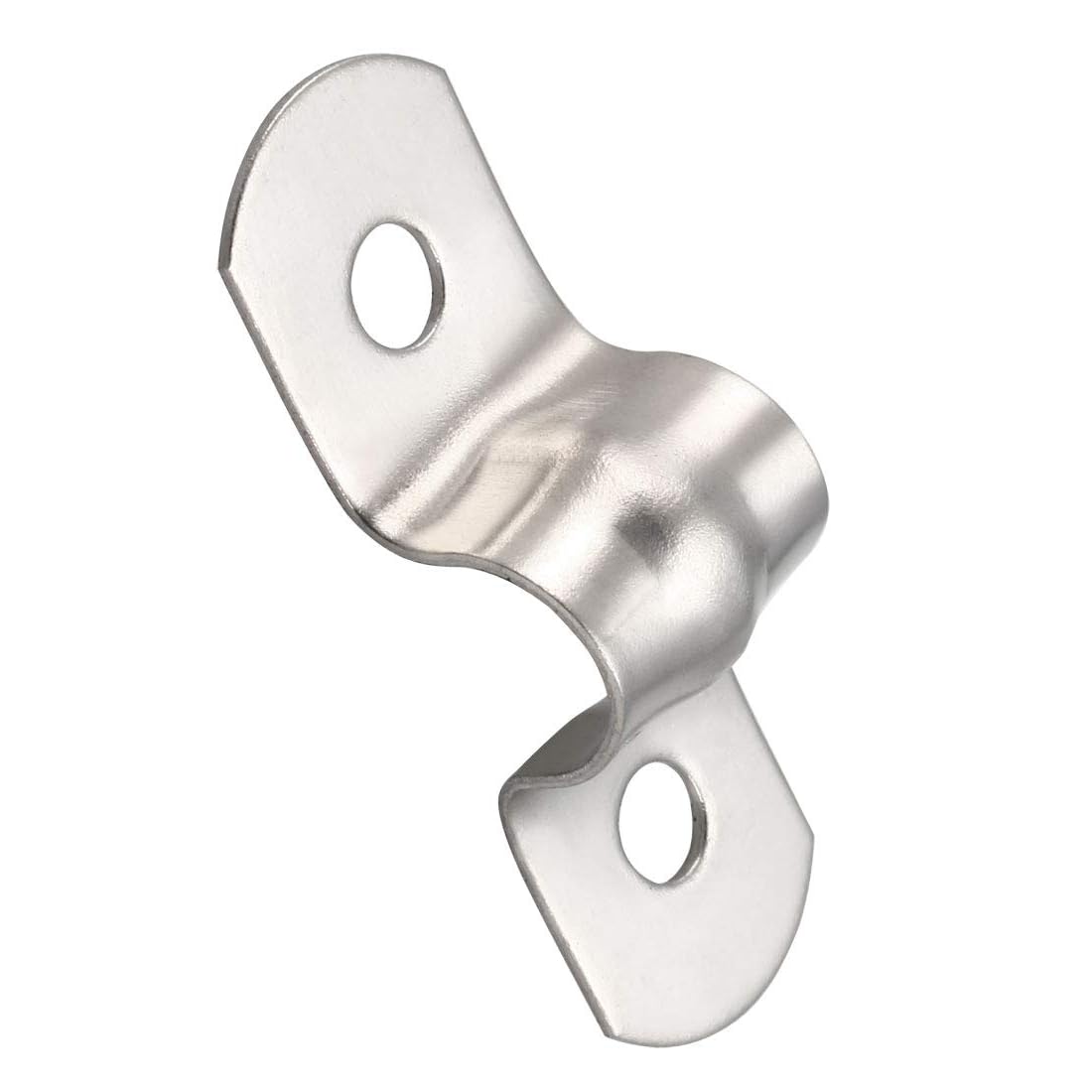 TOP-VIGOR 50Pcs 8mm(0.3") Rigid Pipe Strap, 2 Holes 304 Stainless Steel Tension Tube Clip Clamp for Fixing Tube Pipe Wire