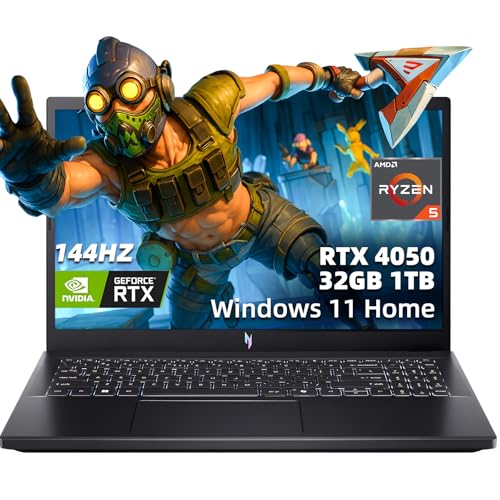 Acer Nitro V 15 Gaming Laptop, 15.6" FHD 144Hz IPS Display, AMD Ryzen 5 7535HS, NVIDIA GeForce RTX 4050, 32GB DDR5, 1TB SSD, Wi-Fi 6, RGB Keyboard, USB-C, Copilot Ready, Windows 11 Home