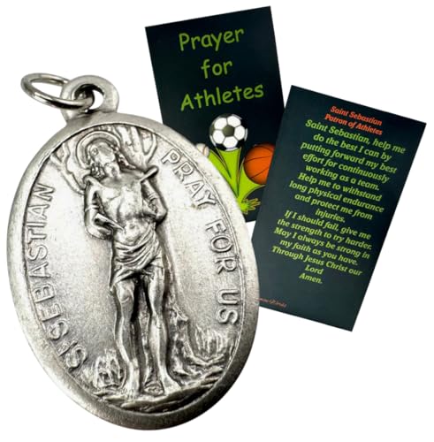 Westmon Works St Sebastian Medal with Holy Card Set Saint Prayer with Italian Metal Pendant