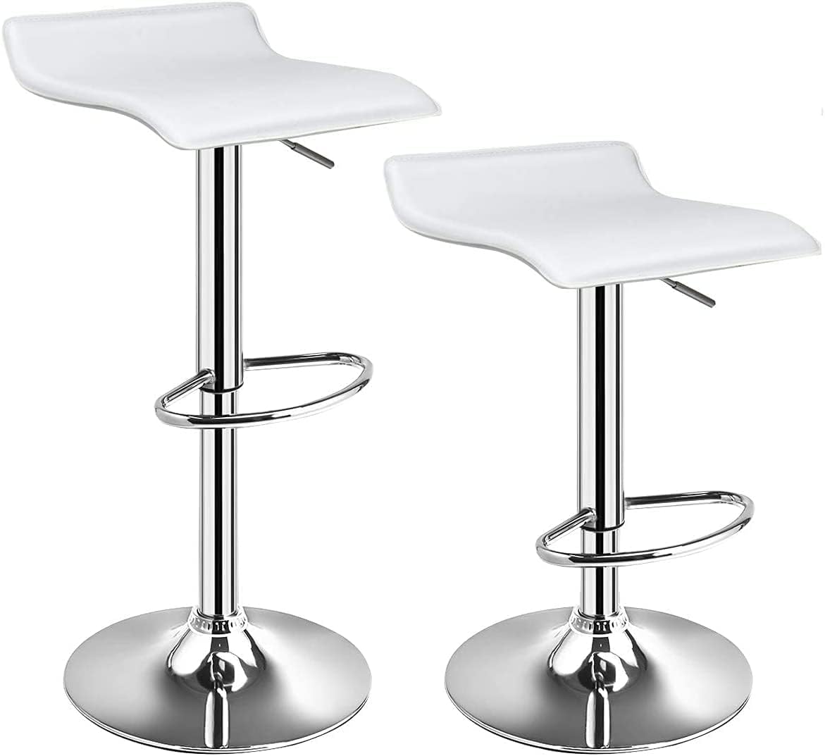 WATERJOY PU Leather Backless Bar Stools Set of 4, Swivel Adjustable Modern Design Chrome Hydraulic PU Leather Barstools
