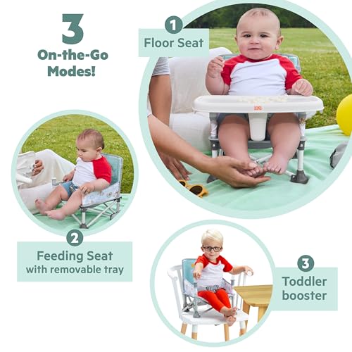 Image of Bright Starts Disney Winnie The Pooh Pop 'N Sit Portable Booster, Indoor /Outdoor Use, Floor Seat with Feeding Tray, 6 Mos - 3 Yrs