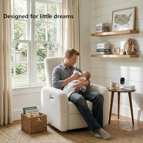 Image of Nursery Rocking Chairs, 270 Oversized Power Swivel Glider Rocker Recliner w /USB & Type-C Charging Port, Rotating Rocking Reclining Nursing Chair for Breastfeeding, Living Room,Bedroom,White