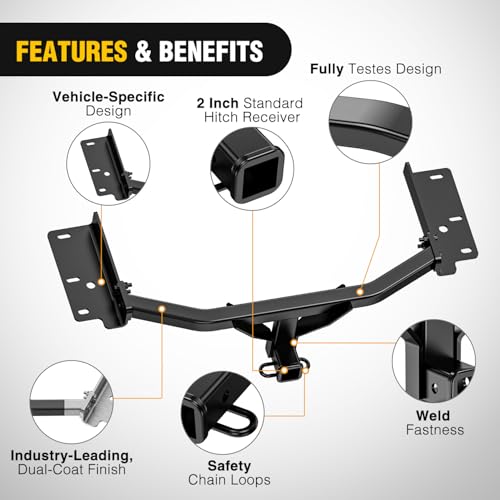 Image of Nilight Class 3 Trailer Hitch 2-Inch Heavy Duty Tow Hitch Receiver Fits 2020-2024 Ford Explorer 2020-2024 Lincoln Aviator All Compatible with Ball Mount Cargo Carrier Bike Rack Tow Hook