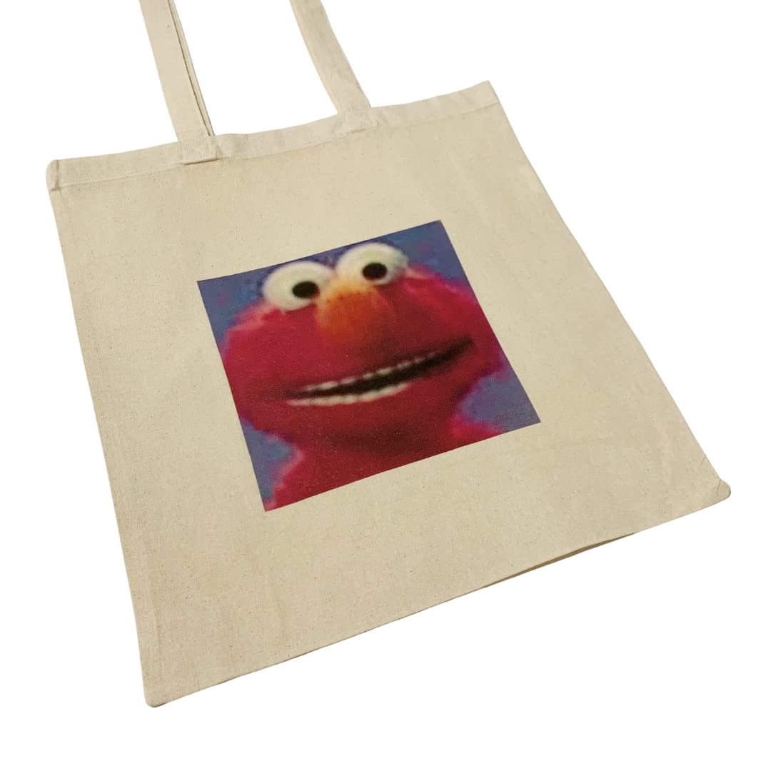 zzzebraaaElmo Tote Bag Meme Sesame Street Bag Like Kermit the Frog Funny Meme (White)