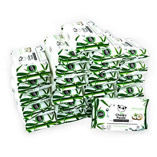 The Cheeky Panda Make-up doekjes van bamboe, kokosnoot | Maxi verpakking van 24 stuks (elk 25 vochtige doekjes, 600 totaal) | Biologisch afbreekbaar, super zacht en duurzaam