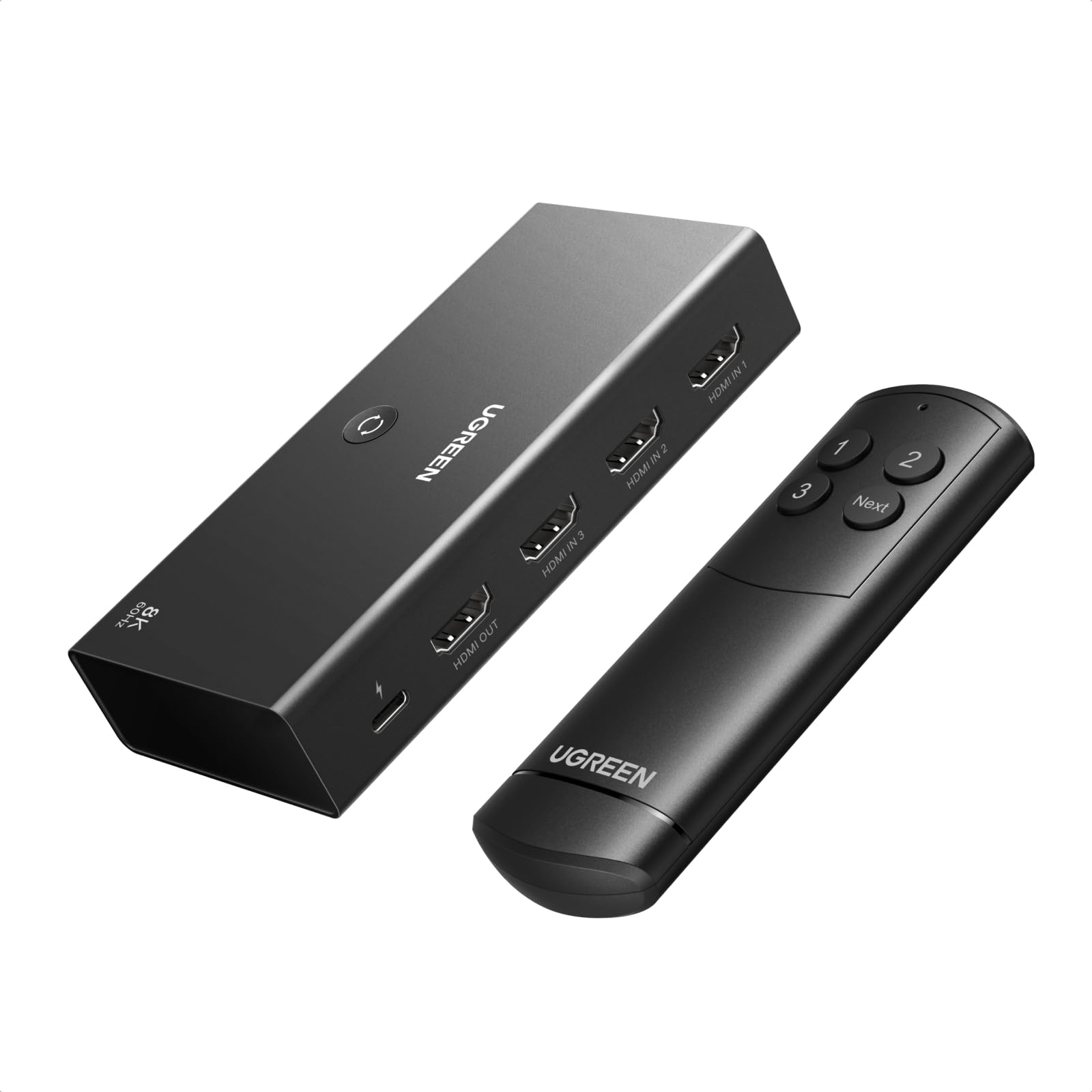UGREEN 8K@60Hz HDMI 2.1 Switch 3 In 1 Out 4K240Hz/120Hz mit Fernbedienung | HDR10+/CEC/HDCP 2.3 HDMI Umschalter Kompatibel mit PC/Laptop/PC5/PS5/Switch/Xbox/DVD usw.