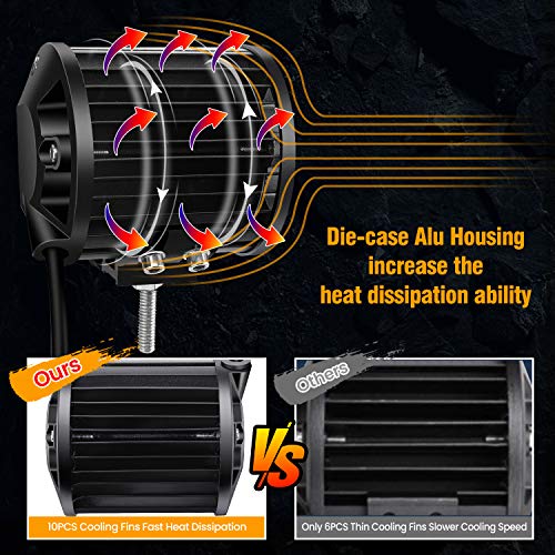 AMBOTHER LED Light Bar Pods 4-Inch Amber White 12800-Lumen Equivalent to 120-Watt Incandescent Bulbs Driving Fog Off Road Triple Row Waterproof Spot Flood Combo Beam Cubes Lights for Truck Jeep ATV - Thumbnail 6