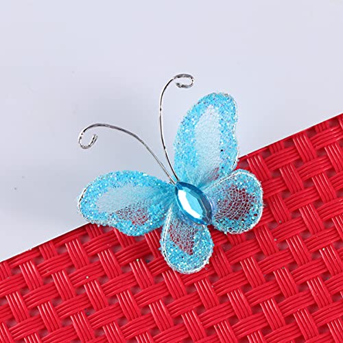 Mariposas de malla azul cielo para manualidades y decoración de bodas, pack de 50 8