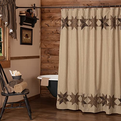 Bella Taylor Home, Rustic Country, Black Eight Point Bedding Collection, Shower Curtain 72x72
