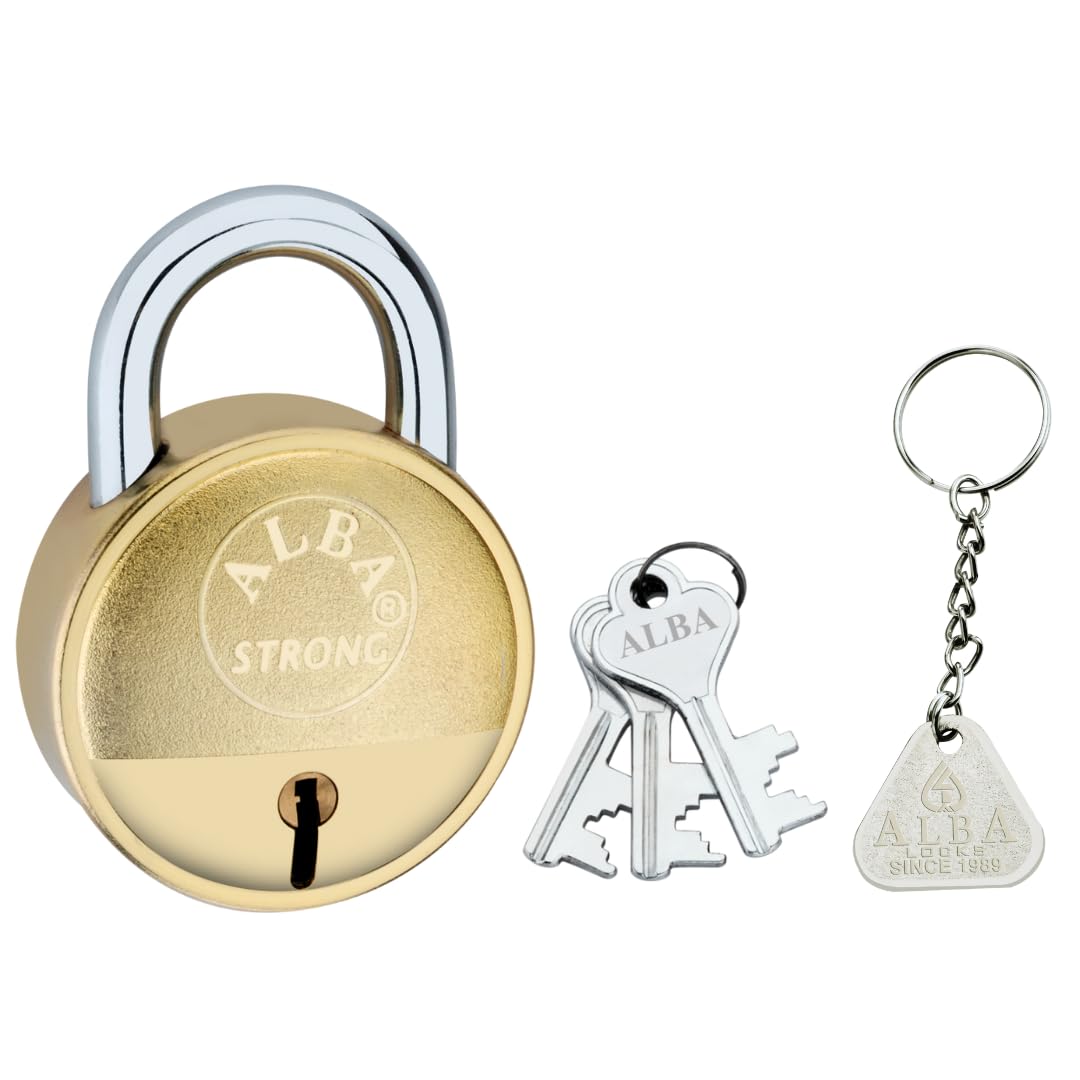 Alba Strong Brass Plated Padlock with 3 Milled Keys Built-in Protection Brass Plated Lock Rust Proof Mechanism Lock,30 mm-image-14