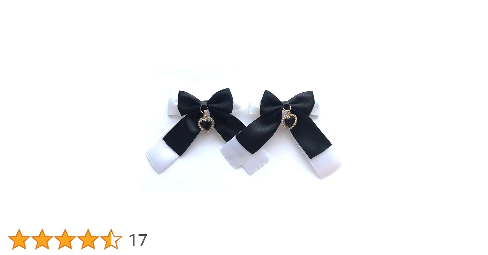POTETE　ハートリボン クリップ 黒&ピンク 2個セット　ヘアアクセサリー POTETE ハートリボン クリップ 黒&ピンク 2個セット ヘア