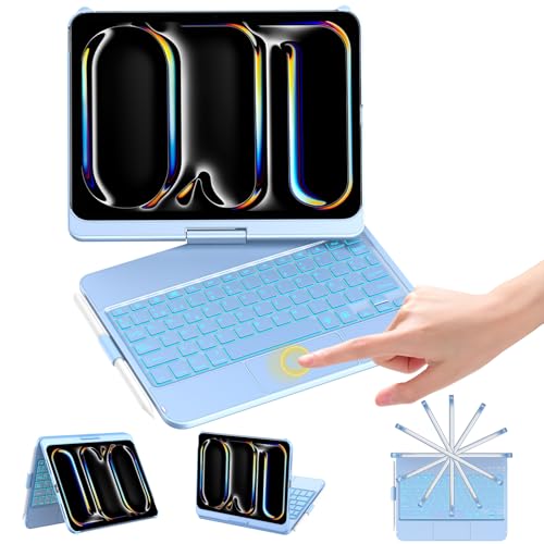 Funda con teclado iPad Pro 11 M4 M5 con panel táctil y teclado retroiluminado