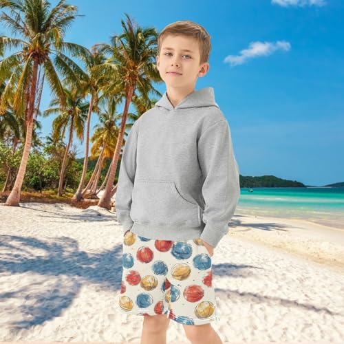 Boys Athletic Shorts Colorful Basketball Soccer Gym Shorts with Pocket for Outdoor Activity 7-15Y4