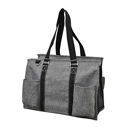 Gray Crosshatch NGIL Zippered Caddy Organizer Tote Bag