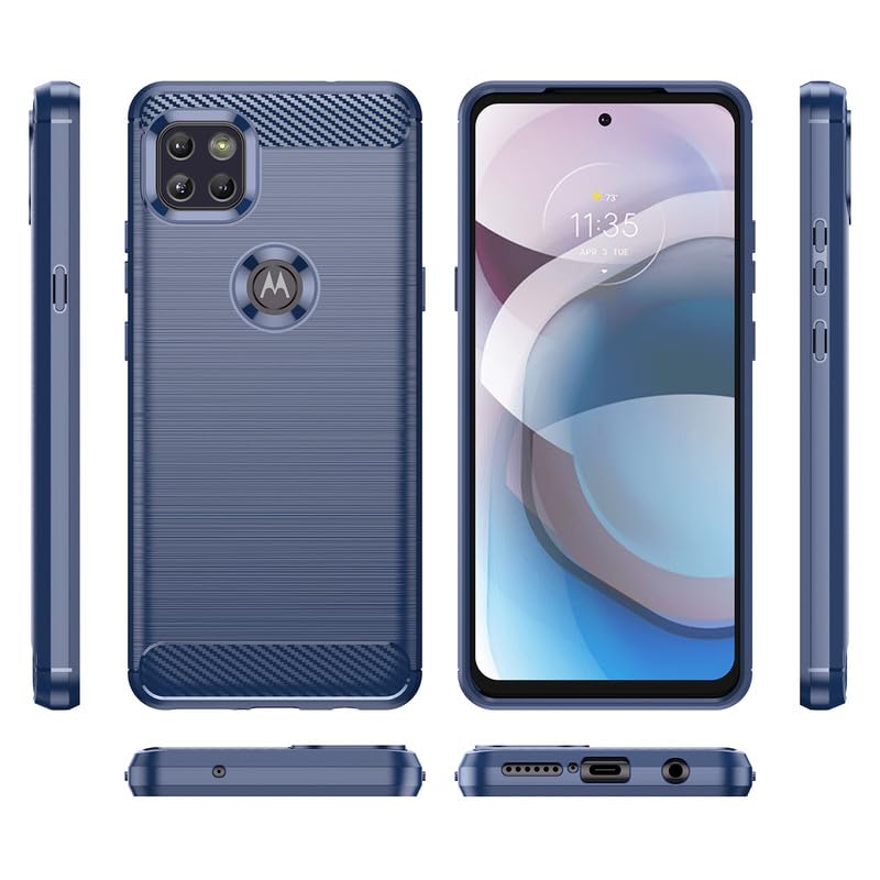 Image of Hybrid Carbon Fiber Back Case for Moto G 5G (Blue)