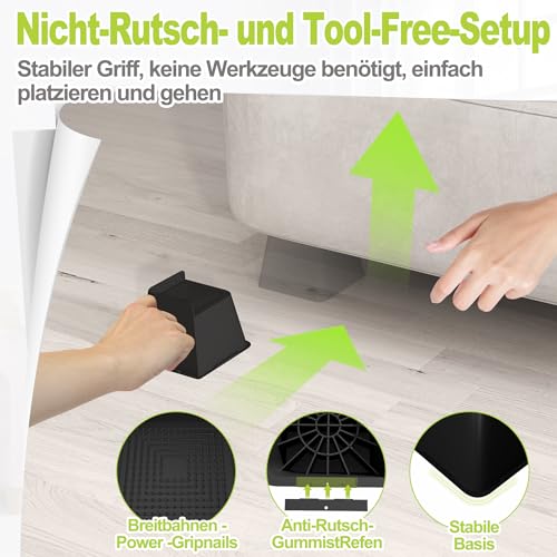 Elevadores de muebles de 10 cm XMTECH: elevador de cama y sofá antideslizante en forma de L 7