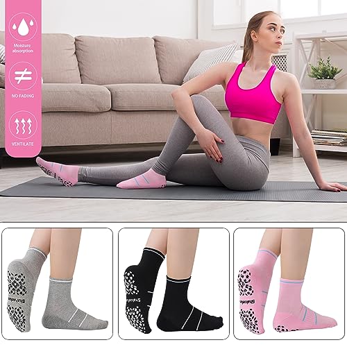 6 Pairs Non-Slip Yoga Socks With Grips For Pilates Barre Hospital Use