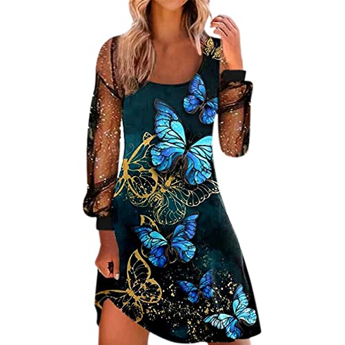 Robe en maille imprimée manches longues tendance printemps été décontractée