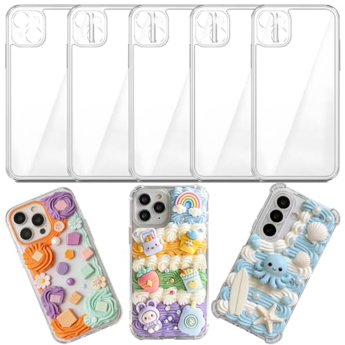 stino 5 Pack Phone Junk Case for iPhone 13 14 15 16 17 Pro Max Plus, DIY Decorative Clear Crystal...