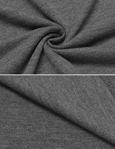 Ekouaer Long Nightgown Women Long Sleeve Loungewear Oversized Nightshirt Full Length Hooded Maxi Zipper Nightdress Grey