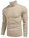 COOFANDY Men's Ribbed Slim Fit Knitted Pullover Turtleneck Sweater Khaki Medium