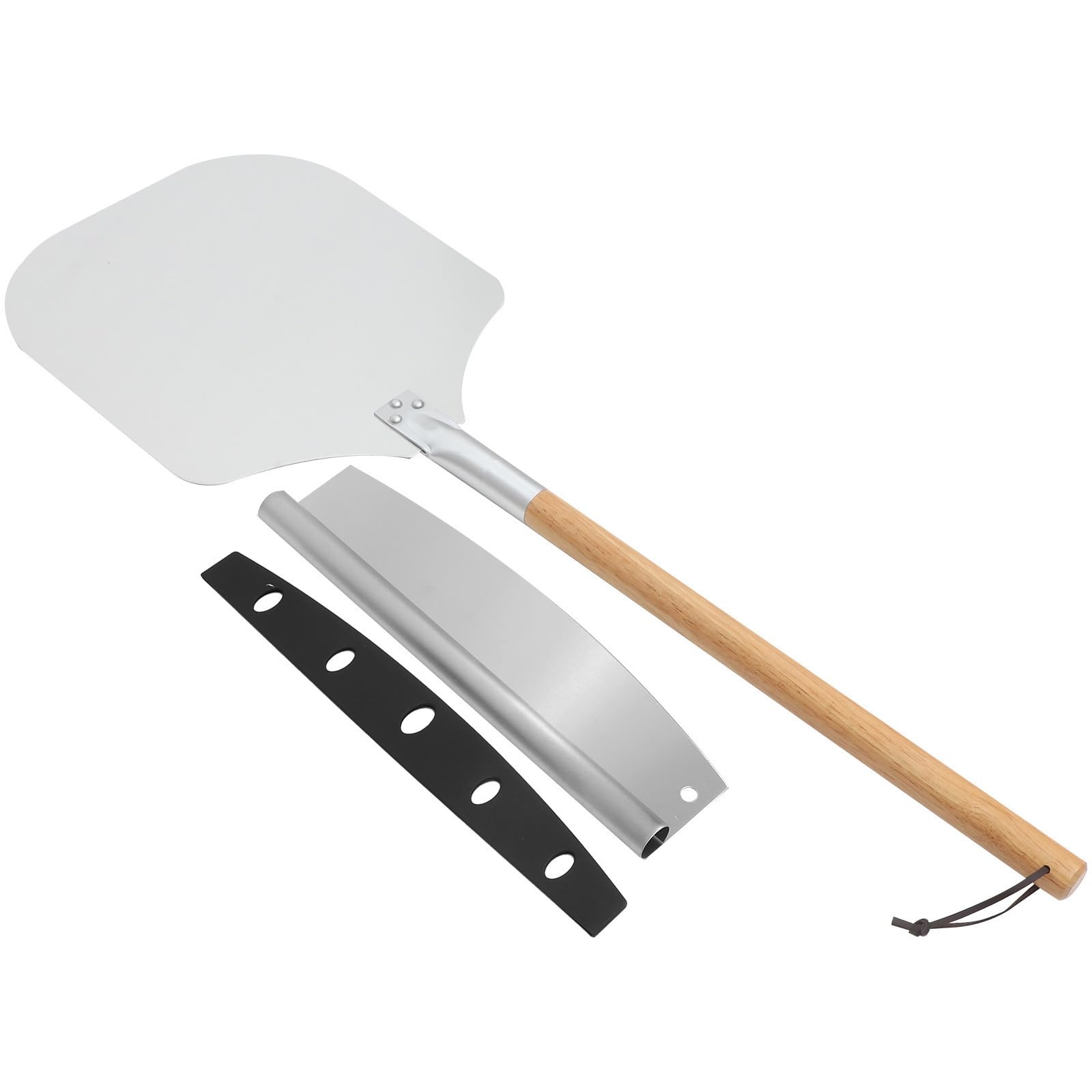 Healifty 2 Stück Pizzaschaufel mit Holzgriff und Aluminiumklinge Leicht und Rostfrei für Pizzaofen und Backutensilien in Küche