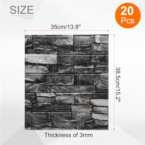 Negro roca paneles 3D impermeables de 35x38.5cm efecto ladrillo autoadhesivo para decoración 3
