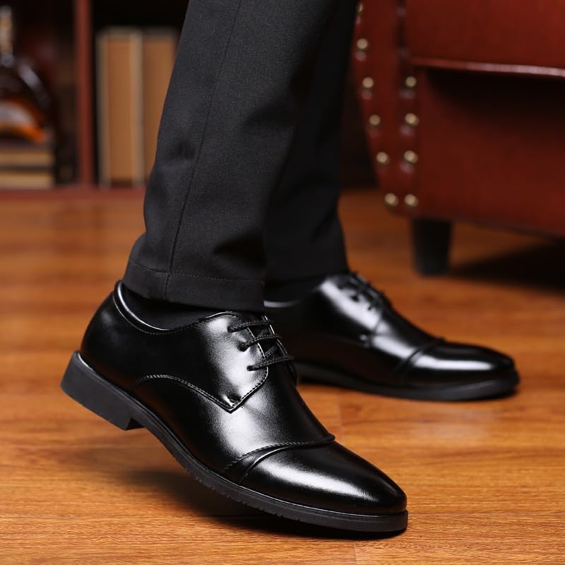 Mens Dress Shoes Lace-up Prom Wedding Heel Non Slip Anti-Slip Low Top Rubber Sole Casual Shoe Fashion Vegan Leather3