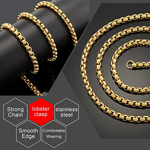Square Rolo Chain Necklace 2mm 5mm Stainless Steel Round Box Necklace for Men Women Jewelry4