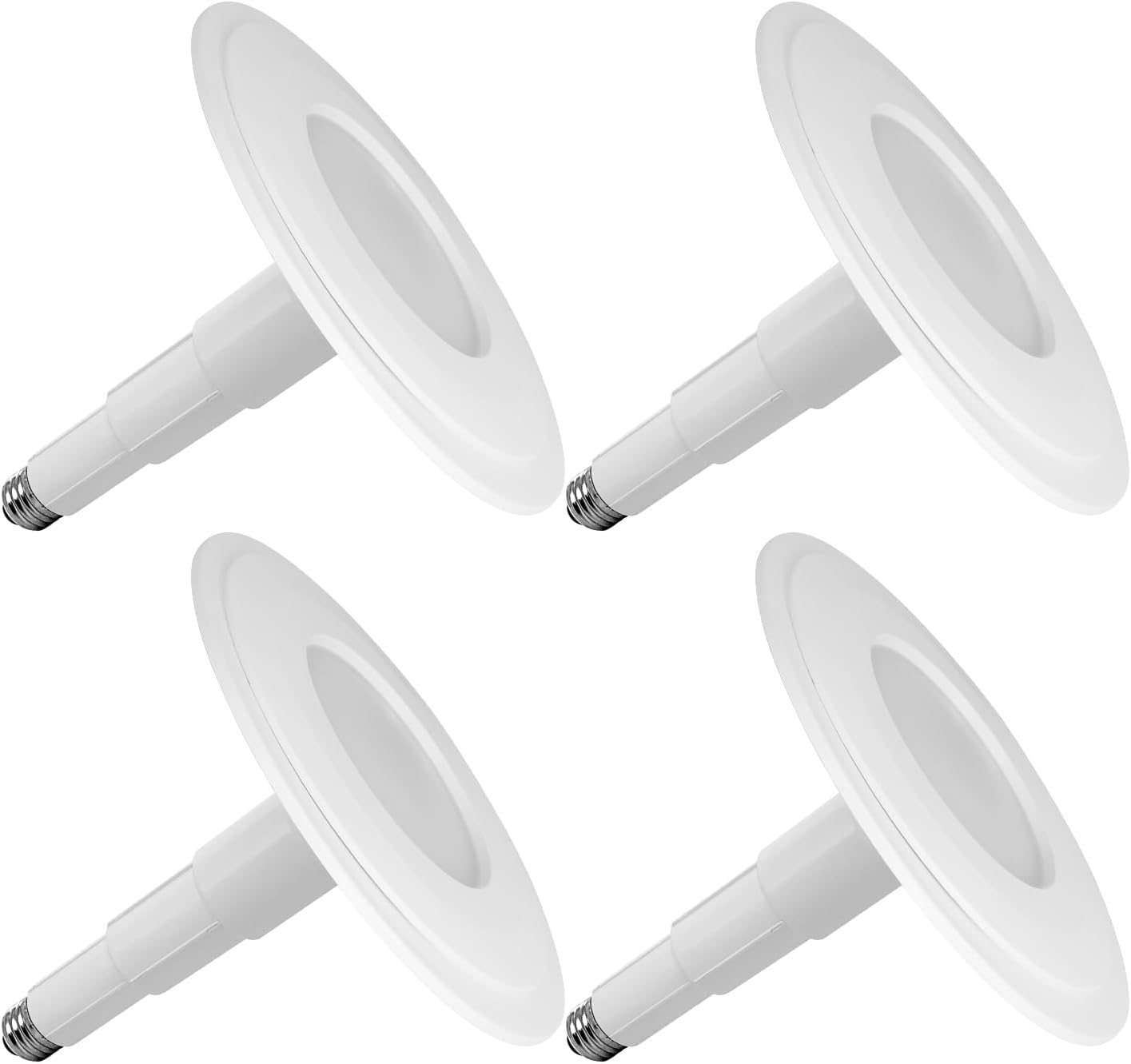 Solissed Goof Ring for 5/6 Inch 2700K Recessed Downlight, White Can Light Goof Trim Ring+ 5/6 Inch LED Can Lights Length Adjustable Recessed Lights,4-Pack