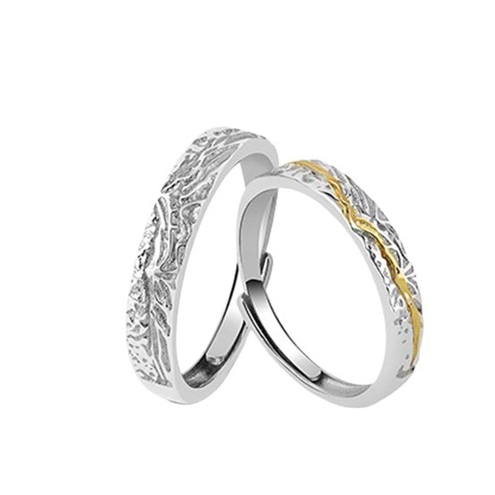 Bague réglable fiançailles personnalisable couple argent 925