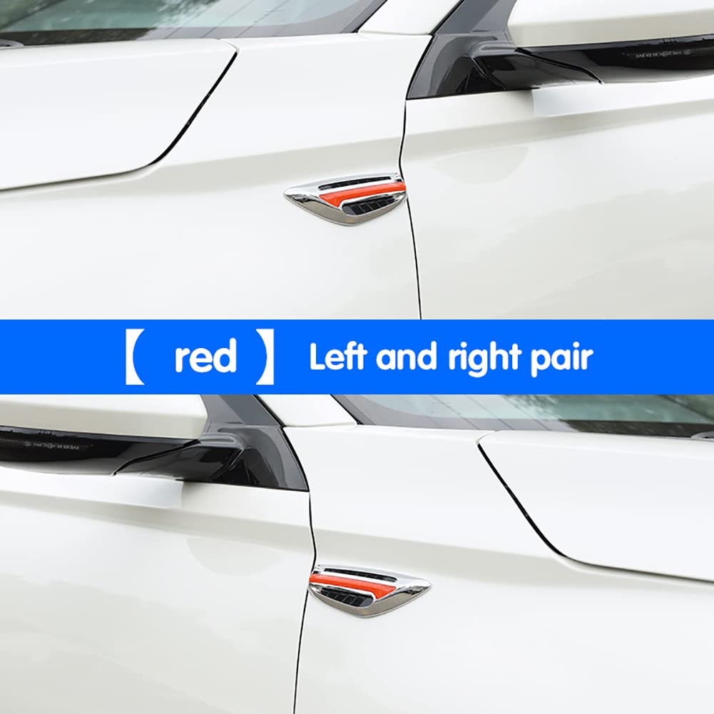 SEADEAR 1 Pair Car Fender Side Vents,Chrome Car Air Flow Fender Car Side Vent Decor Sticker Car Air Flow Intake Hole Stickers Decorative Auto Exterior Accessories Red