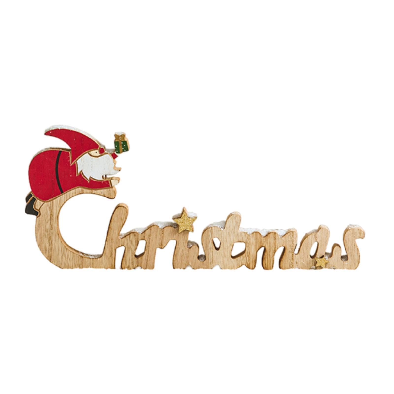 Letrero Navideño con Letras en Inglés, Decoración Navideña, Bonito, Manualidades, Letrero de Madera de Navidad, Adorno de Mesa para Sala de Estar Y of, Style B, Individual