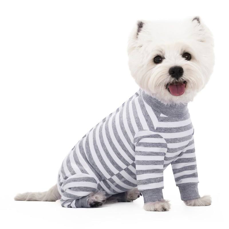 Image of Dog Surgery Recovery Suit for Small Dogs, 4-Legged Dog Onesie After Surgery with Back Snaps, Breathable Cotton Spay and Neuter Bodysuit for Female and Male Dogs