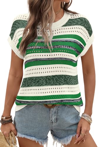 Image of Ivicoer Womens Spring Summer Tops Crochet Cap Sleeve Sweater Hollow Out Beach Vacation Clothes Trendy 2026 Loose Fit