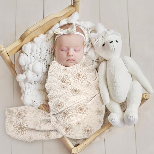Image of lulumoon Baby Muslin Swaddle Blankets: Soft Receiving Blanket for Newborn - Cotton Swaddling Blankets for Neutral 3Pack(SandDaisy)