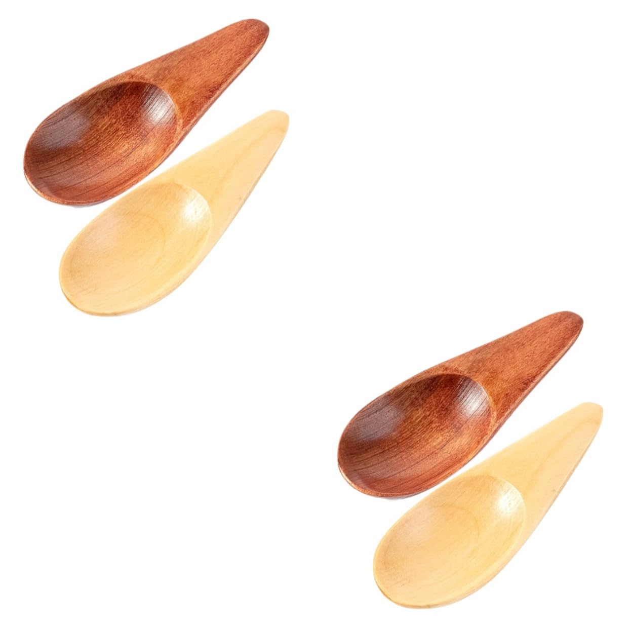 ULTECHNOVO 2sets Wooden Tea Scoop Loose Tea Salt Pepper Spoon Small Wooden Spoon Set 2pcs*2