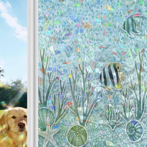 Película decorativa de privacidad para ventana con diseño turquesa miniatura 3