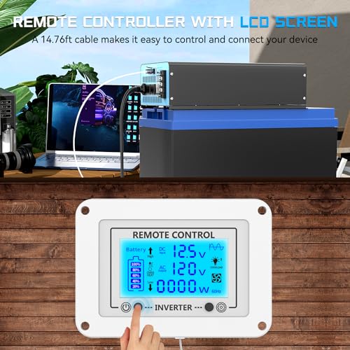Olteanp 2024 New Upgraded 3000 Watts Pure Sine Wave Inverter, 12V Dc To 110V Ac Power Inverter With 4 Ac Outlets thumb #1