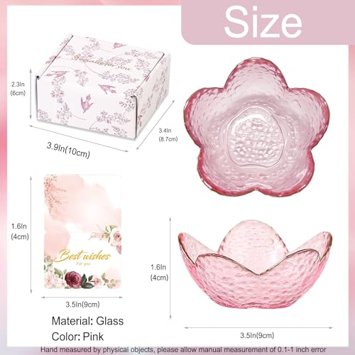 Image of Gifts for Women Pink Flower Ring Dish Glass Jewelry Dish Jewelry Tray Cute Vanity Organizer Room Decor Aesthetic Nightstand Bathroom Decor Trinket Dish Ring Holder Dish Jewellery Tray Valentine's Gift