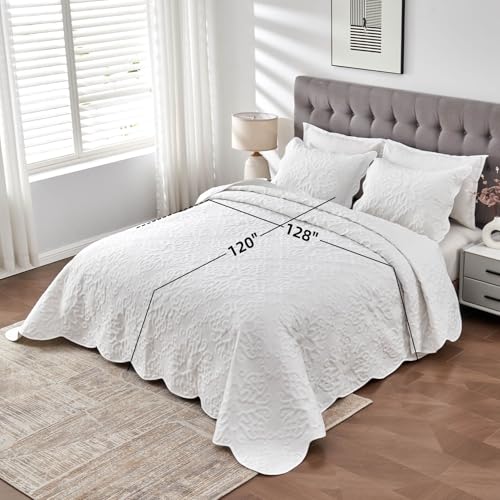 Image of Kingnex Oversized King Bedspreads 128x120 Pure White