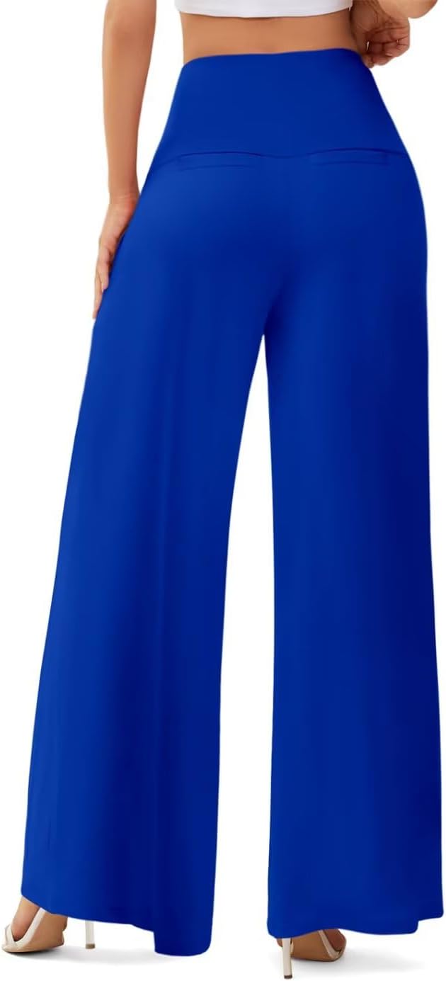 JZC Women's Palazzo Lounge Pants Stretchy Wide Leg Casual Pants Comfy High Waist Flowy Pants S-3XL - Image 3