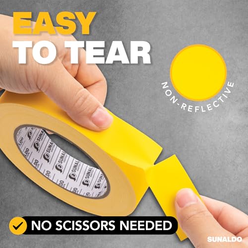 Image of Gaffers Tape Heavy Duty, Easy to Rip, Residue-Free Professional Grade Floor Tape for Electrical Cords, Matte Finish Non Reflective, Weather Resistant (1, Yellow, 1 inch x 30 Yards)
