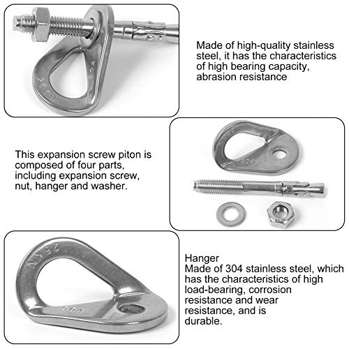 WOHPNLE Kletteranker-Haken-Set, Edelstahl Anchor Hooks Set 25KN Ladungskapazität, Heavy Duty Climbing Anchor Hangers and Bolt, Ankerschraube mit Ausdehnungsmutter für Bergsteiger im Freien und Höhlen